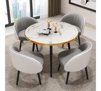 asdchZen Tavolo da Pranzo Rotondo per 4 Persone con Sedie - Elegante Arredamento Verde per Cucina E Sala da Pranzo, Perfetto per La Casa E L'Ufficio, Reception O per Le Trattative, Grigio