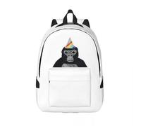 ASDCTYTKO Gorilla Tag Monkey con cappello di compleanno Zaino semplice e alla moda Zaino di tela Borse femminili regalo da festival