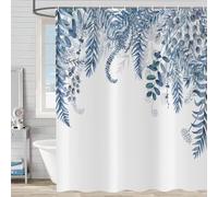 ASDCXZ Blu Eucalipto Tenda da Doccia 90x180 cm, Blu Foglie di Eucalipto Primavera Acquerello Piante Impermeabile Tenda da Bagno Poliestere Tessuto Lavabile Tende Doccia per Vasca con 6 Ganci