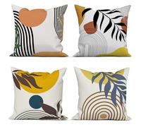ASDCXZ Set di 4 Federe Cuscini Boho 50x50 Bohemian Astratta Piazza Divano Decorazione Federe per Cuscino, Moderno Minimalista Sole Foglie Beige Lavabile Poliestere Tessile Esterna Copricuscini
