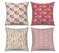 ASDCXZ Set di 4 federe per cuscino per San Valentino, 50 x 50 cm, colore rosso, amore, matrimonio, Natale, Capodanno, divano, lavabile, in poliestere, per esterni
