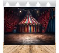 ASDCXZ Sfondo circo, 2,5 x 1,8 m, rosso, vintage, circo, grande tenda per carnevale, sfondo fotografico, in vinile, per cerco in legno, decorazione per feste di compleanno, ritratto fotografico,