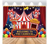 ASDCXZ Sfondo circo 3 x 2,5 m, rosso circo tenda carosello Carnevale foto sfondo sfondo sfondo in vinile per cerco in legno decorazione compleanno ritratto studio fotografico sfondi