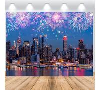 ASDCXZ Sfondo Fotografico 2026 Capodanno 2.5x1.8m, Città Cielo Notturno Colorato Fuochi d'artificio 2026 Capodanno Tema Sfondo Fotografia Vigilia Vacanza Festa in famiglia Casa Decorazioni Stendardo