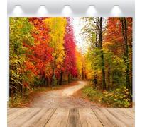 ASDCXZ Sfondo Fotografico Autunno 1.5x1m, Foresta Foglie d'acero Natura Paesaggio Montagna Strada Autunno Tema Sfondo Fotografia per Ringraziamento Festa Decorazioni Striscione Studio Attrezzi