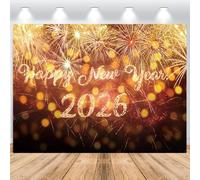 ASDCXZ Sfondo Fotografico Buon Anno 2026 3.6x2.5m, Brillante Fuochi d'artificio Oro 2026 Capodanno Sfondo Fotografia Vinile Natale Buon Anno Vigilia Festival Famiglia Festa Decorazione Striscione