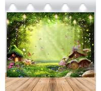 ASDCXZ Sfondo fotografico con foresta incantata, 1,5 x 0,9 m, fiaba, foresta magica, fantasia, paese delle meraviglie, funghi, farfalle, boschi, giungla, sfondo fotografico, decorazione per feste di