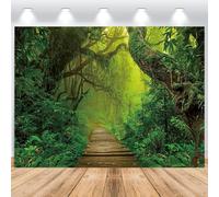 ASDCXZ Sfondo fotografico con foresta verde, 2,8 x 1,5 m, giungla incantata, foresta pluviale, campeggio, avventura, fotografia, striscione, campeggio, safari, feste di compleanno, studio fotografico