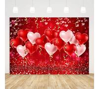 ASDCXZ Sfondo Fotografico di San Valentino 3x2m, Rosso Rosa Cuore d'amore Palloncino San Valentino Fotografia Sfondo per Anniversario Doccia Sposa Festa della Mamma Decorazione Studio Props