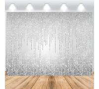 ASDCXZ Sfondo fotografico in vinile con particelle argentate glitterate, 2,2 x 1,5 m, per compleanni, matrimoni, feste di laurea, ritratti e studi fotografici, 2,2 x 1,5 m