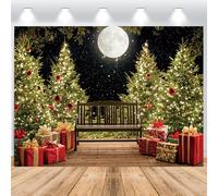 ASDCXZ Sfondo Fotografico Natale 1.5x1m, Inverno Luna Piena Scatola Regalo Albero di Natale Xmas Tema Sfondo Fotografia Capodanno Festività Famiglia Celebrazione Festa Casa Decorazioni Banner