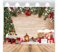 ASDCXZ Sfondo Fotografico Natale 1.5x1m, Inverno Neve Albero di Natale Regalo Parete di Legno Xmas Tema Sfondo Fotografia Capodanno Festività Famiglia Celebrazione Festa Casa Decorazioni Banner