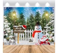 ASDCXZ Sfondo Fotografico Natale 2.7x1.8m, Camion Rosso d'epoca Inverno pupazzo di neve Innevato Xmas Tema Sfondo Fotografia Capodanno Festività Famiglia Celebrazione Festa Casa Decorazioni Banner