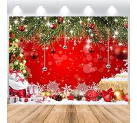 ASDCXZ Sfondo Fotografico Natale 3.6x2.5m, Inverno Neve Scatola Regalo Albero di Natale Rossa Xmas Tema Sfondo Fotografia Capodanno Festività Famiglia Celebrazione Festa Casa Decorazioni Banner