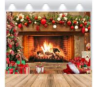 ASDCXZ Sfondo Fotografico Natale 3.6x3m, Inverno Interno Camino Albero di Natalizio Scatola Regalo Xmas Tema Sfondo Fotografia Natale Capodanno Famiglia Celebrazione Festa Decorazioni Banner