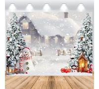 ASDCXZ Sfondo Fotografico Natale 3x2m, Inverno Scena di Neve Pupazzo di Neve Albero di Natale Xmas Tema Sfondo Fotografia Capodanno Festività Famiglia Celebrazione Festa Casa Decorazioni Banner