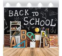 ASDCXZ Sfondo Fotografico Ritorno a Scuola 3.6x3m, Lettera ABC Globo Muro di Mattoni Primo Giorno di Scuola Tema Sfondo Fotografia per Bambini Studente Aula Festa Decorazioni Materiali Banner