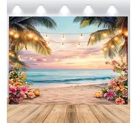 ASDCXZ Sfondo Fotografico Spiaggia Hawaii 3x2.5m, Tropicale Floreale Foglie Palma Luau Hawaii Tema Fotografia Sfondo Estate Oceano Tramonto Aloha Tiki Festa Decorazione Banner Studio Puntelli