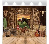 ASDCXZ Sfondo Fotografico Western Cowboy 2.2x1.5m, Selvatico West Rodeo Fattoria Rustica Vintage Casa di legno Barn Door Fotografia Sfondo Occidentale Tema Partito Decorazione Banner Studio Props