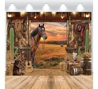 ASDCXZ Sfondo Fotografico Western Cowboy 3x2m, Rustica Fattoria Selvatico West Rodeo Vintage Casa di legno Barn Door Fotografia Sfondo Occidentale Tema Partito Decorazione Banner Studio Props