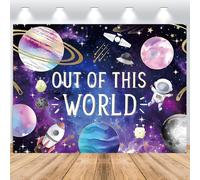 ASDCXZ Spazio Sfondo Compleanno 2.2x1.5m, Fuori dal mondo Compleanno Universo Spazio Esterno sfondo fotografico Bambini Ragazzo Spazio Esterno Tema Festa di Compleanno Decorazione Prop Banner