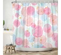 ASDCXZ Tenda da doccia 180 x 200 cm, moderna, semplice, rosa, blu, verde, colorato, cerchio, oro, bianco, bagno, lavabile, in poliestere, impermeabile, per vasca da bagno con 12 ganci