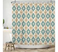 ASDCXZ Tenda da doccia bohémien, 180 x 180 cm, moderna, stile bohémien, colore blu, beige, stella, motivo geometrico, per bagno, lavabile, in poliestere, impermeabile, per vasca da bagno con 12 ganci