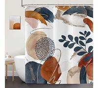 ASDCXZ Tenda da doccia boho, 150 x 180 cm, moderna, astratta, blu scuro, foglie, marrone, beige, graffiti, bagno, lavabile, in poliestere, impermeabile, per vasca da bagno con 12 ganci