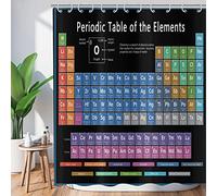 ASDCXZ Tenda da doccia con sistema periodico, 150 x 180 cm, colore nero, tavola periodica degli elementi, lavabile, in poliestere, impermeabile, antimuffa, per vasca da bagno con 12 ganci
