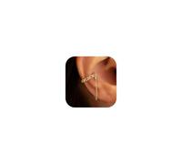 Asdecy Ear Cuff Gold Silver Fake Piercing Orecchini a clip da donna senza fori per le orecchie Wrap Cuban Catena Huggie Clip Orecchini finto Helix cartilagine Earcuffs in confezione regalo, Rame, Non