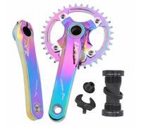 Asdfeop Guarnitura per Mountain Bike da 170 mm, 104BCD, 32/34/36/38 Denti, Corona Rotonda Stretta e Larga, Set di pedivelle Integrate Cave, Movimento Centrale BSA (Colorata, 36 Denti, 170 mm)