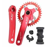Asdfeop Guarnitura per Mountain Bike da 170 mm, 104BCD, 32/34/36/38 Denti, Corona Rotonda Stretta e Larga, Set di pedivelle Integrate Cave, Movimento Centrale BSA (Rosso, 36 Denti, 170 mm)