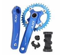 Asdfeop Guarnitura per Mountain Bike da 170 mm, 104BCD, 32/34/36/38 Denti, Corona Rotonda Stretta e Larga, Set di pedivelle Integrate Cave, Movimento Centrale BSA (Blu, 34 Denti, 170 mm)