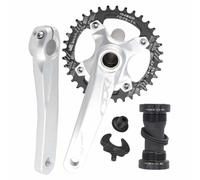 Asdfeop Guarnitura per Mountain Bike da 170 mm, 104BCD, 32/34/36/38 Denti, Corona Rotonda Stretta e Larga, Set di pedivelle Integrate Cave, Movimento Centrale BSA (Argento, 36 Denti, 170 mm)