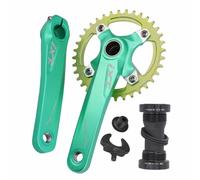 Asdfeop Guarnitura per Mountain Bike da 170 mm, 104BCD, 32/34/36/38 Denti, Corona Rotonda Stretta e Larga, Set di pedivelle Integrate Cave, Movimento Centrale BSA (Verde, 32 Denti, 170 mm)