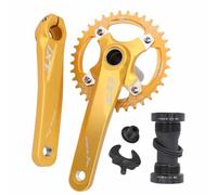 Asdfeop Guarnitura per Mountain Bike da 170 mm 104BCD 32/34/36/38 Denti Stretti-Larghi Corona Rotonda Set di pedivelle Integrate Cave BSA BB (Oro, 32T_170MM)