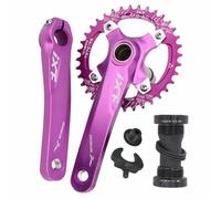 Asdfeop Guarnitura per Mountain Bike da 170 mm 104BCD 32/34/36/38 Denti Stretti-Larghi Corona Rotonda Set di pedivelle Integrate Cave BSA BB (Viola, 34T_170MM)