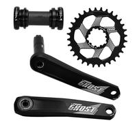 Asdfeop Guarniture per Mountain Bike GXP Direct Mount 170/175 mm, Set di pedivelle Integrate Cave, Corona a Denti Stretti e Larghi da 30/32/34 Denti a velocità Singola (34 Denti, Nero_175 mm)