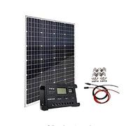 Asdfeop Kit Pannello Solare da 120 Watt: Pannello Solare monocristallino da 100 W + regolatore di Carica LCD da 20 A + Cavo Solare + staffe a Z per Ricarica Batteria da 12 V per Camper e Barche.