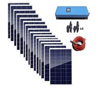 Asdfeop Kit Sistema Solare da 1500 W: 15 Pannelli solari policristallini da 100 W e Inverter di Rete da 2000 W per casa, Fattoria e abitazione.
