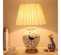 Asdfeop Lampada da Tavolo in Ceramica contemporanea con Fiori e Uccelli, Soggiorno Americano, Studio, Camera da Letto, Comodino, scrivania, Lampada da scrivania per Hotel (H)