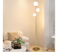 Asdfeop Lampada da Terra in Vetro a Sfera nordica Alta, Corpo in Ferro Dorato, con dimmer G9*3 a Tre Colori, per Soggiorno, Camera da Letto, Sala da Pranzo, Sala Lettura, Villa