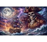 ASDFGHJKLZA Capitano scheletro maledetto Quadro Su Tela Senza Cornice HD Moderno Art Murale Per Camera Da Letto, Soggiorno, Corridoio, Regalo 24x36inch(60x90cm)
