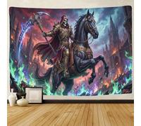 ASDFGHJKLZA Cavaliere della Morte Arazzo da Parete Stampato in 3D Cavallo Oscuro Decorazione Murale Camera da Letto Soggiorno 100cmx150cm