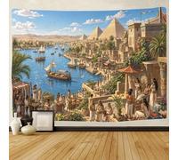 ASDFGHJKLZA Il fiume Nilo nell'antico Egitto Stampa 3D Decorazione Murale Arazzo Per Camera Da Letto Piramide Arazzi Decorazione Casa Tenda Soggiorno Dormitorio 180cmx230cm