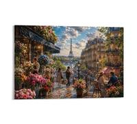 ASDFGHJKLZA Paesaggio stradale della Torre Eiffel di Parigi Canvas Poster Moderno HD Quadro Da Parete Per Soggiorno, Camera Da Letto, Bagno, Regalo 12x18inch(30x45cm)