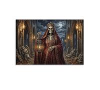 ASDFGHJKLZA Regina Scheletro Quadri Moderni Tela Lanterna Cimitero Gotico Decorazione Parete Soggiorno 16x24inch(40x60cm)