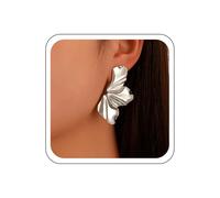Asdinbrettan Grande orecchino a fiore strutturato dorato/argento/nero da donna Orecchini floreali grandi petali eleganti conchiglia foglia Orecchini con ali d'angelo Dichiarazione Gioielli