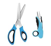 Asdirne Ciseaux roses, ciseaux professionnels zig zag, ciseaux roses avec poignées en caoutchouc et lame ultra tranchante, 9,4", lot de 2