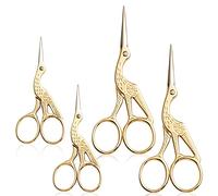 Asdirne Forbici da ricamo, set da 4, piccole forbici da cucito stile gru, in acciaio inossidabile, stile vintage, adatte per ricamo, lavori a mano, cucito, fai da te, artigianato e uso quotidiano (Oro